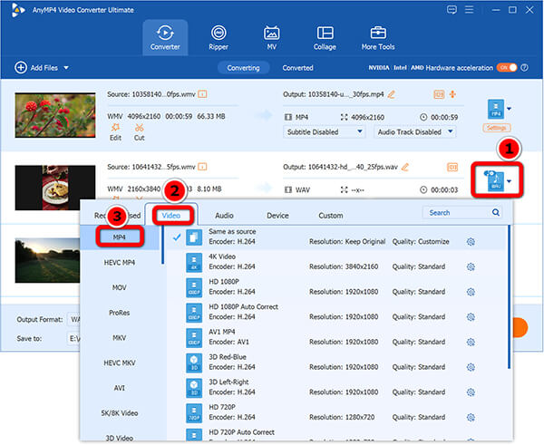 Select MP4 Output for Each File