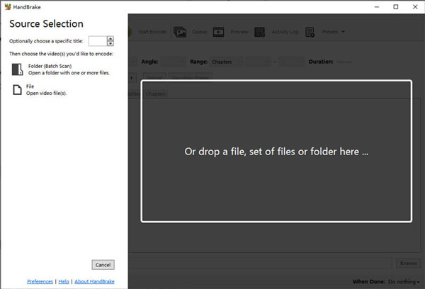 HandBrake Add Video Files