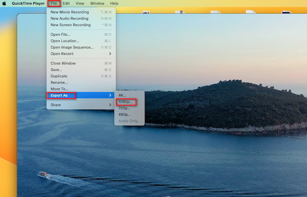 Quicktime Player Choose Export As