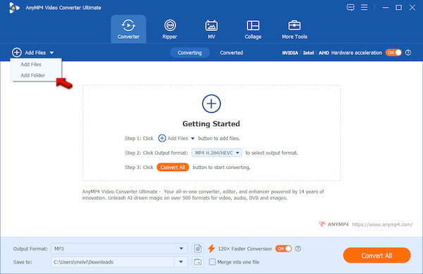 Importar arquivo WAV para o Anymp4 Video Converter Ultimate