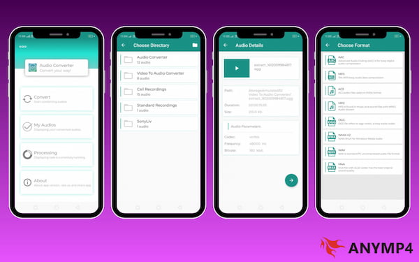 Conversão de WAV para MP3 em aplicativo conversor de áudio para Android
