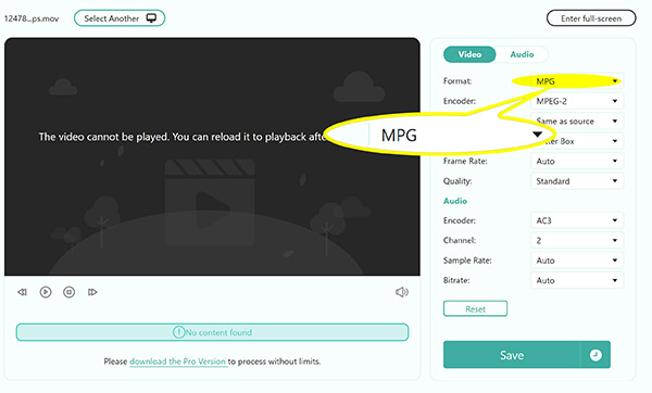 Output Mpg In Anymp4 Free Online Video Converter