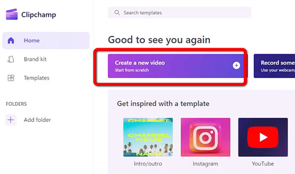 Create New Video Clipchamp