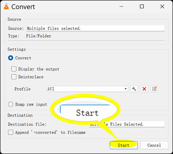 Convert MP4 to AVI in VLC