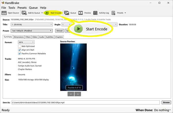 HandBrake Convert MP4 to AVI