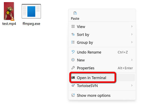 Open in Terminal in FFmpeg