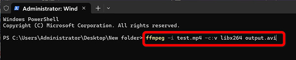 Put AVI Conversion Command Line in FFmpeg