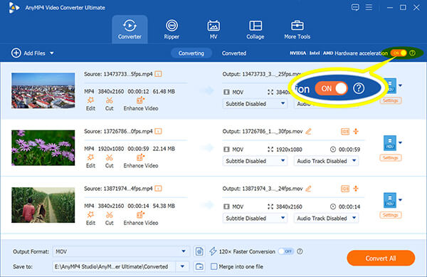 Включить ускорение графического процессора