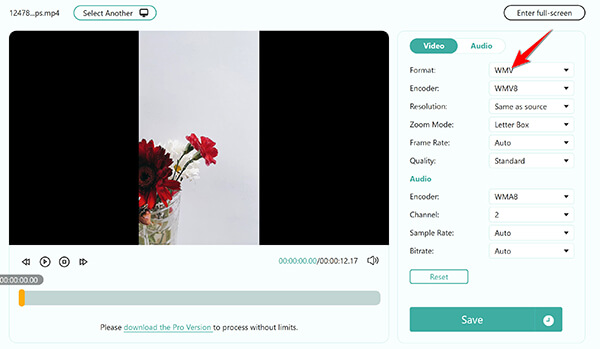 Output WMV In AnyMP4 Free Online Video Converter Online