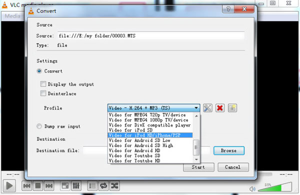 Converter MTS em MOV com VLC