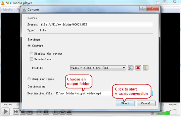 Start Converting MTS with VLC