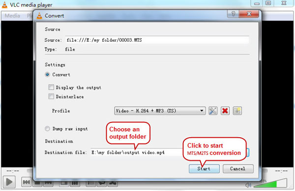 Begynn å konvertere MTS med VLC