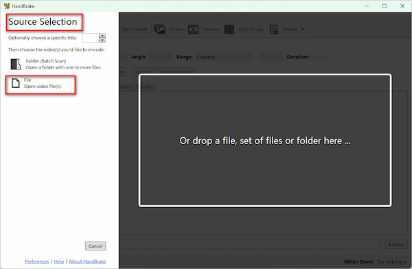 HandBrake Import File