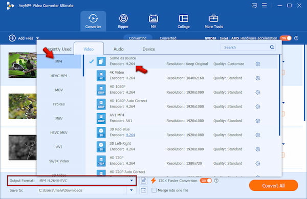 Set Mp4 As Output Format In Anymp4 Video Converter Ultimate