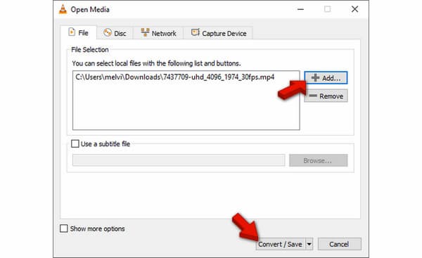 Open Media Window To Upload Video In Vlc