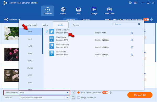 Set Mp3 As New Format In Anymp4 Video Converter Ultimate