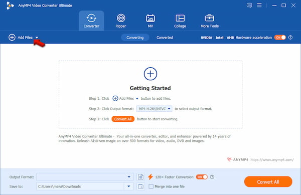 Upload Source Videos In Anymp4 Video Converter Ultimate