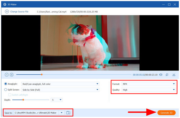 Anymp4 Video Converter Ultimate Generate 3D