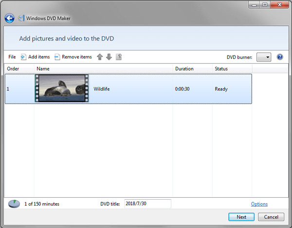 Konvertálja a WMV-t DVD-re a Windows DVd Maker alkalmazásban