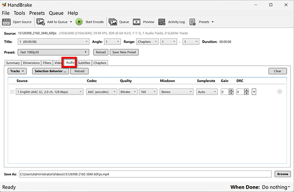 Handbrake Output Audio