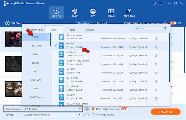 Set Mp4 As Target Format In Anymp4 Video Converter Ultimate