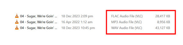 FLAC, MP3, WAV File Size Comparison