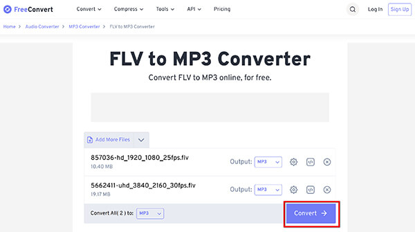 FreeConvert Convert FLV To MP3