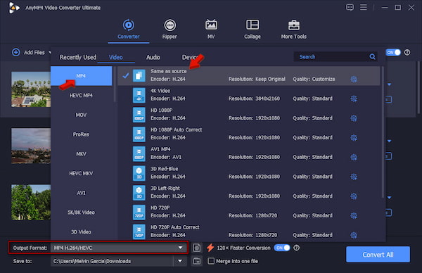 Set MP4 As Output Format