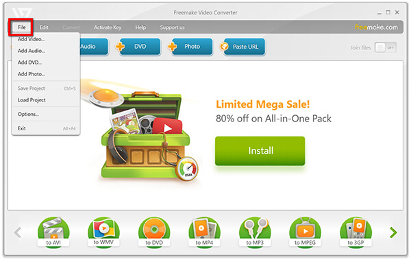 Add Media To Freemake Video Converter