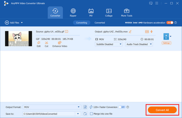 Start Convert Gif To Mov Anymp4