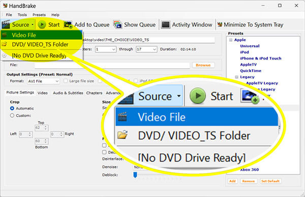 Handbrake Load Dvd Video
