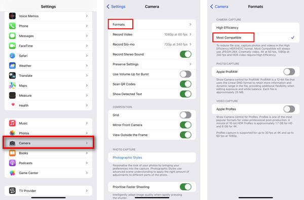 Converter HEIC para JPG nas configurações do iPhone