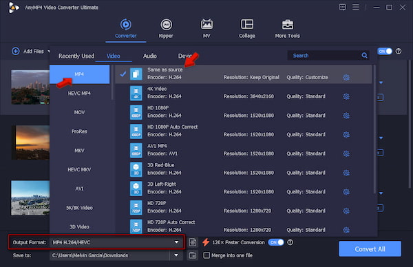 Set Mp4 As Target Format In Anymp4 Video Converter Ultimate