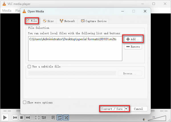VLC Import M2ts