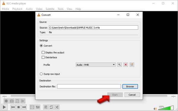 Begin Conversion In VLC
