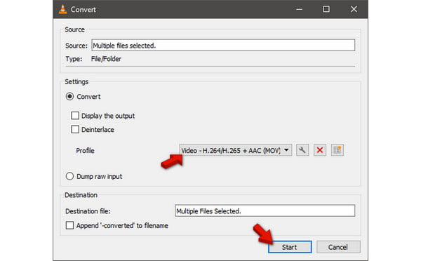 Select Mov Profile And Convert In Vlc Media Player