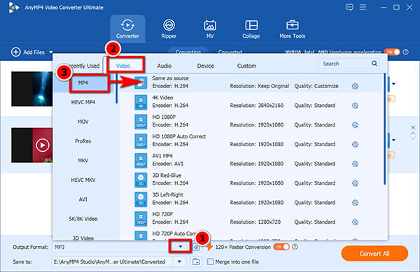 Select Output Format In Anymp4