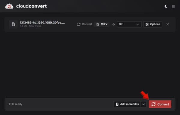 Muunna ja lataa Cloudconvertissa