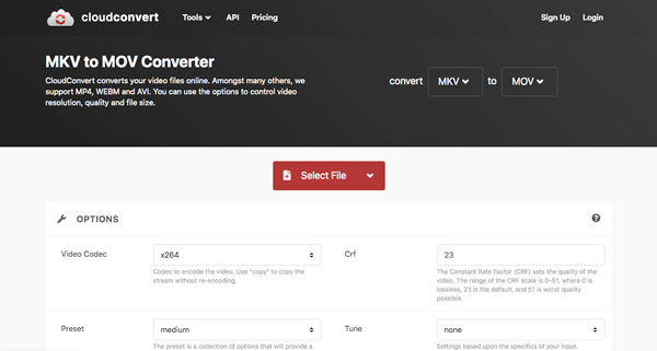 CloudConvert MKV to MOV