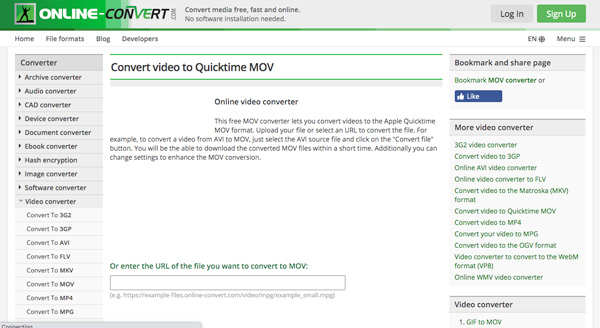 Conversione online da MKV a MOV