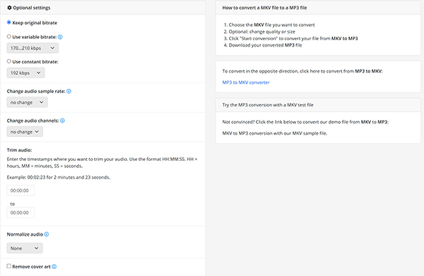 Onlineconvert Change Mp3 Settings