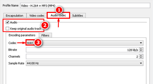 Check Audio Box Choose Wav Vlc