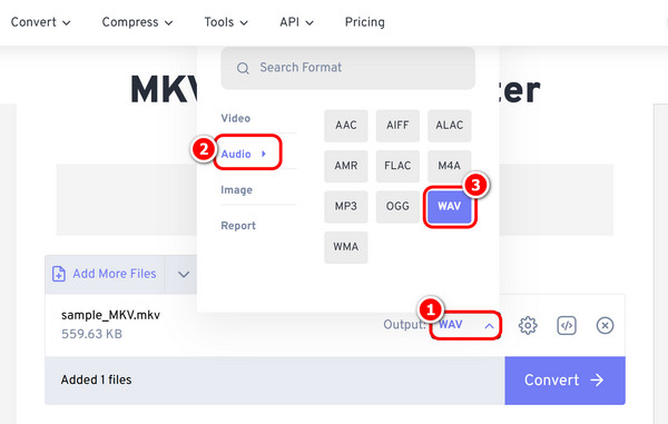 Select Wav Output Format Freeconvert