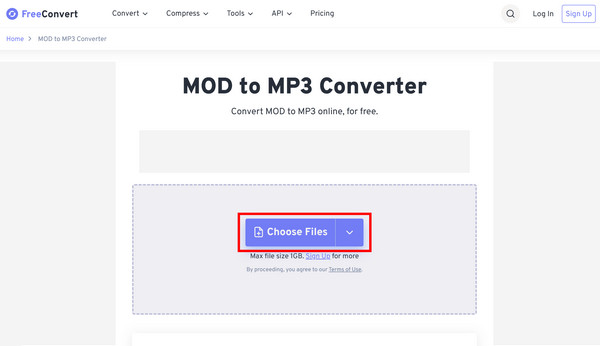 Go To Freeconvert Select Mod File