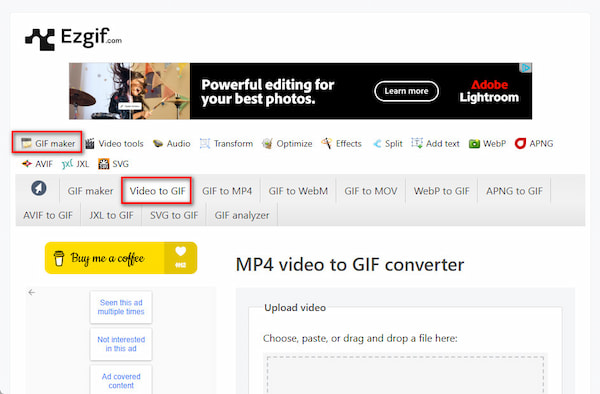 Ezgif Choose Video To Gif Section