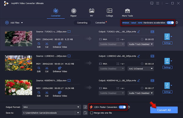 Convert To M4A In Anymp4 Video Converter Ultimate