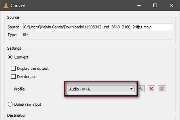 Create New M4A Profile And Convert In Vlc