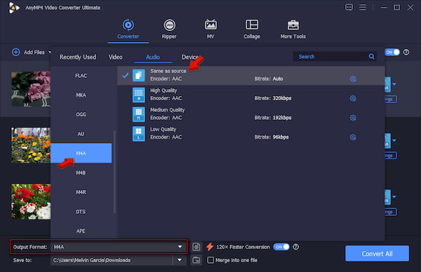 Set M4A As New Format In Anymp4 Video Converter Ultimate