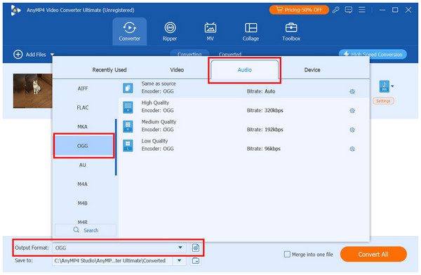 Anymp4 Video Converter Ultimate Output Format Ogg