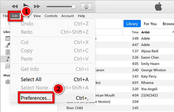 開啟 iTunes 偏好設定